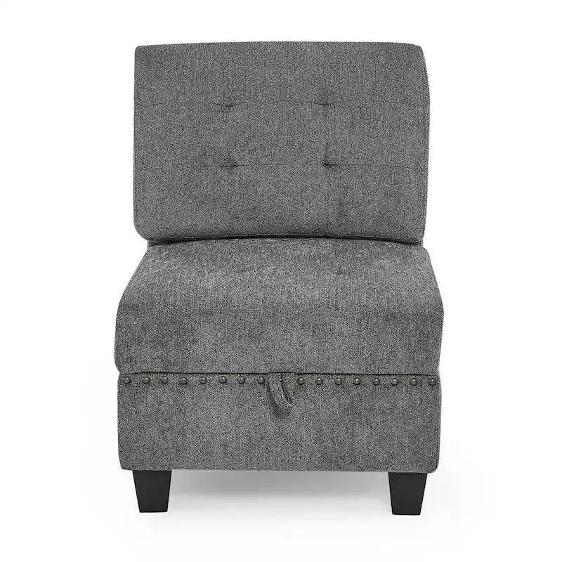 Canapé modulable en L en chenille grise