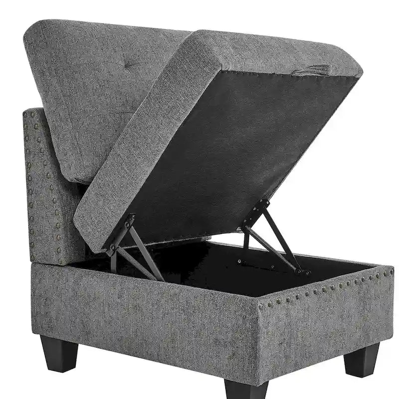 Canapé modulable en L en chenille grise
