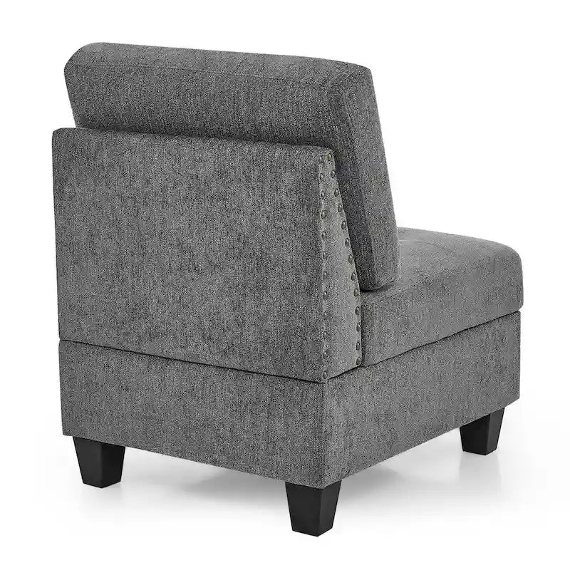 Canapé modulable en L en chenille grise