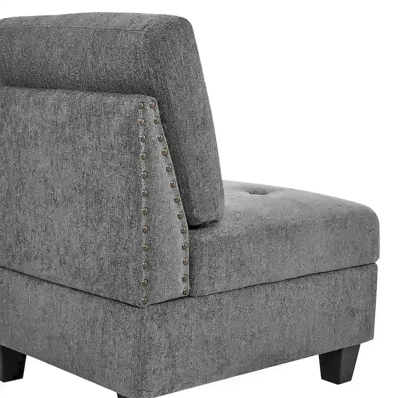 Canapé modulable en L en chenille grise