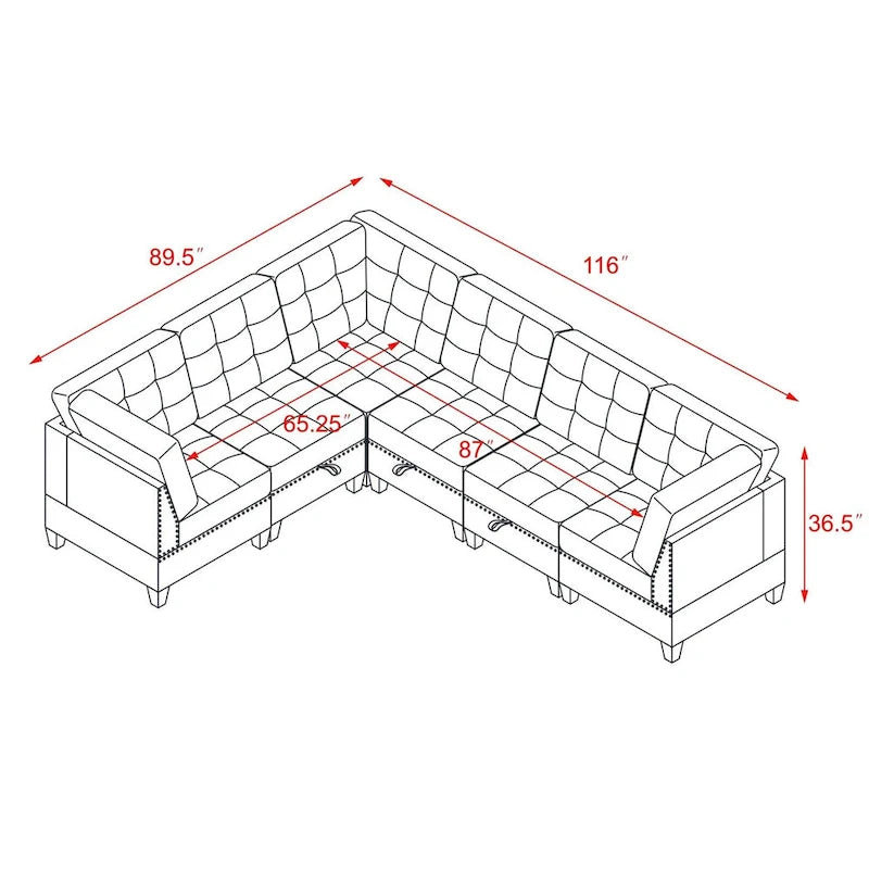 Canapé modulable en L en chenille grise